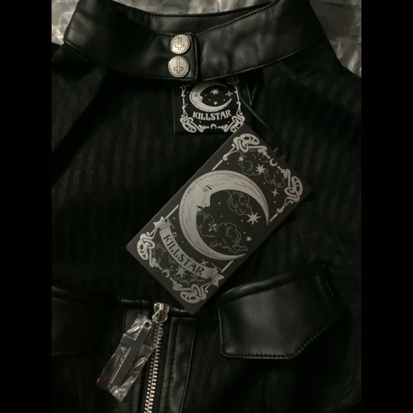 *SOLD* KILLSTAR DARK ENTERPRISE GOTHIC TOP PINSTRIPE SIZE L BRAND NEW - Picture 5 of 16